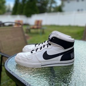 nike white and black high tops